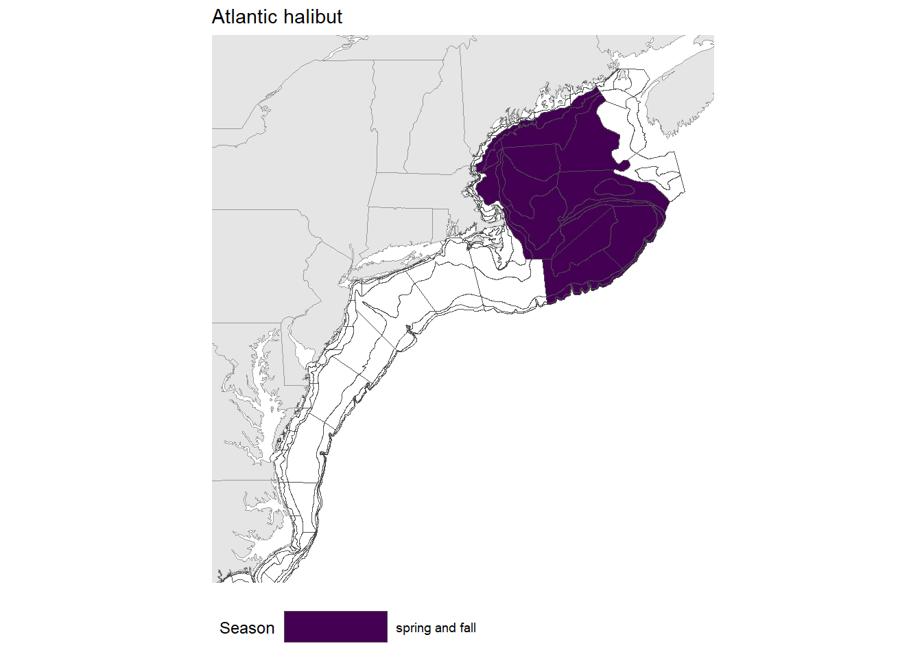 Strata map for the Atlantic halibut (Hippoglossus hippoglossus) stock on the NE shelf.