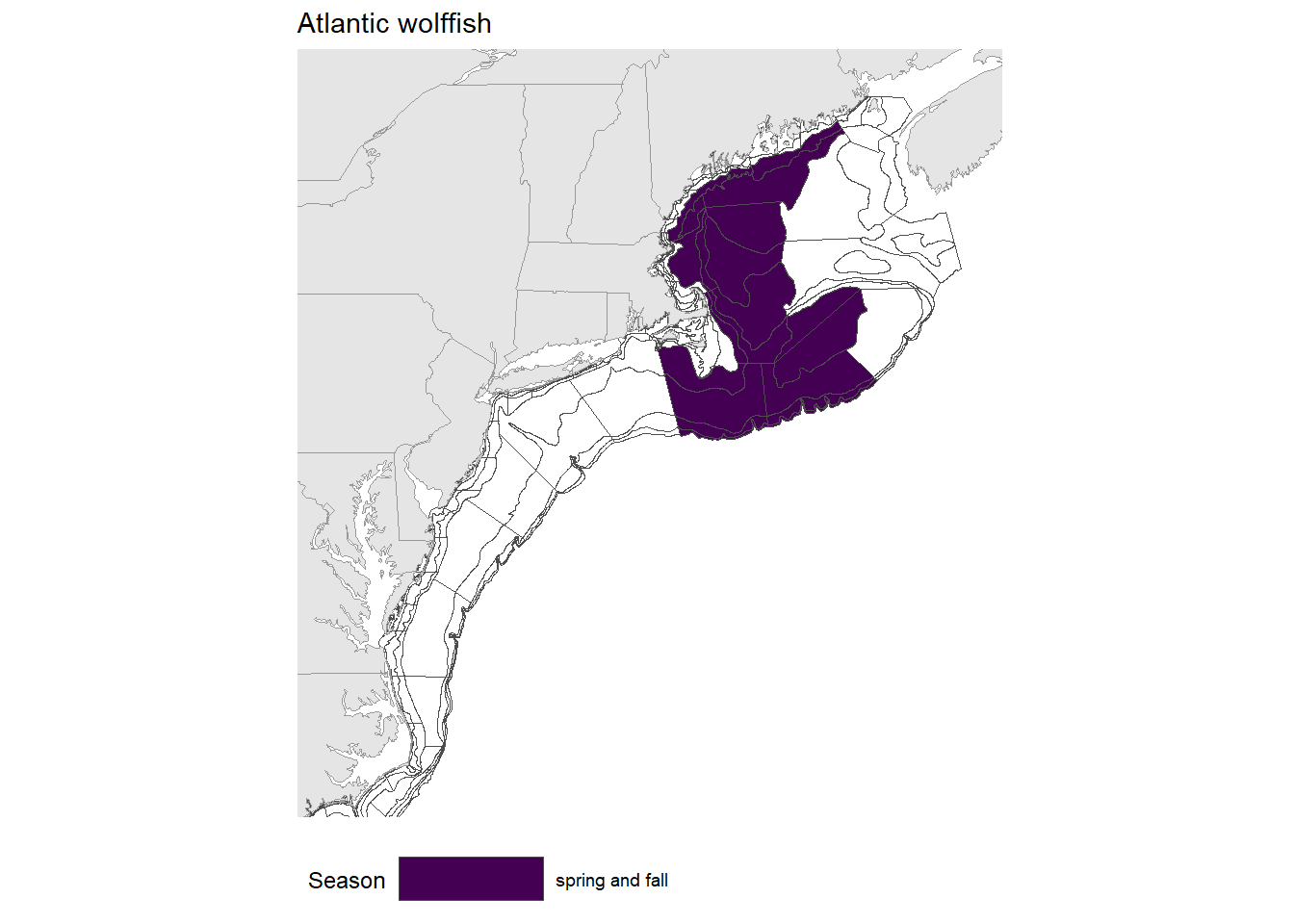 Strata map for the Atlantic wolffish (Anarhichas lupus) stock on the NE shelf.