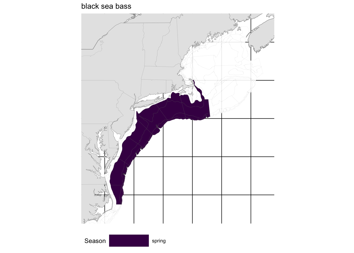 Strata map for the black sea bass (Centropristis striata) stock on the NE shelf.