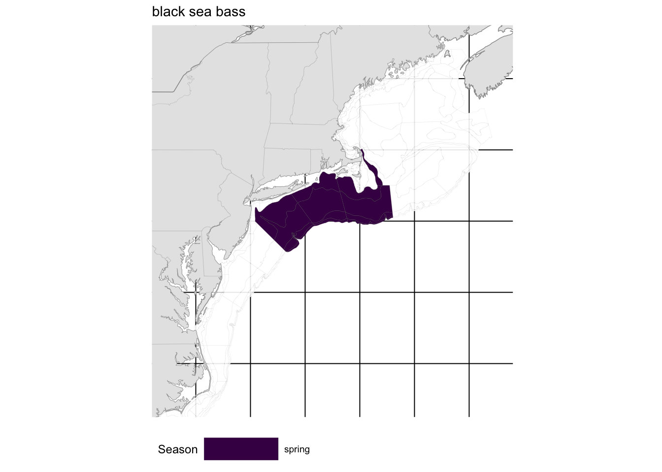 Strata map for the northern component of the black sea bass (*Centropristis striata*) stock on the NE shelf.