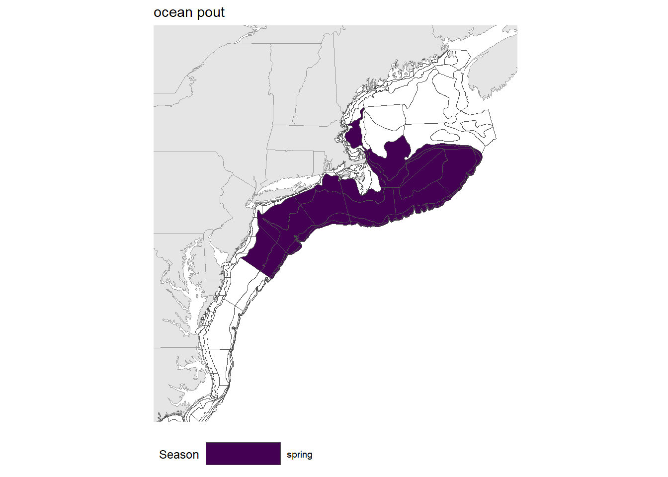 Strata map for the ocean pout (Zoarces americanus) stock on the NE shelf.