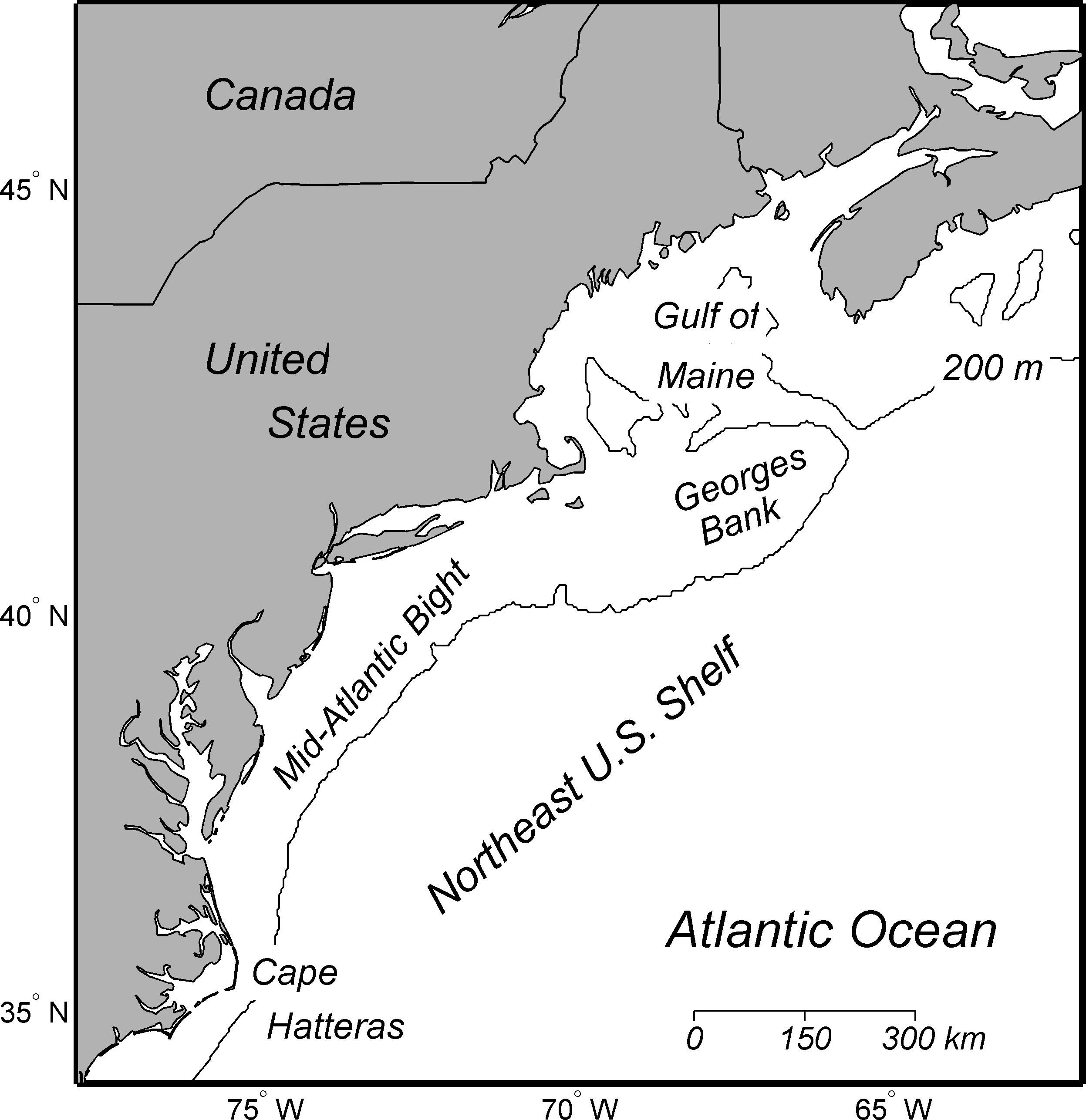 Map of Northeast U.S. Continental Shelf Large Marine Ecosystem from [1]