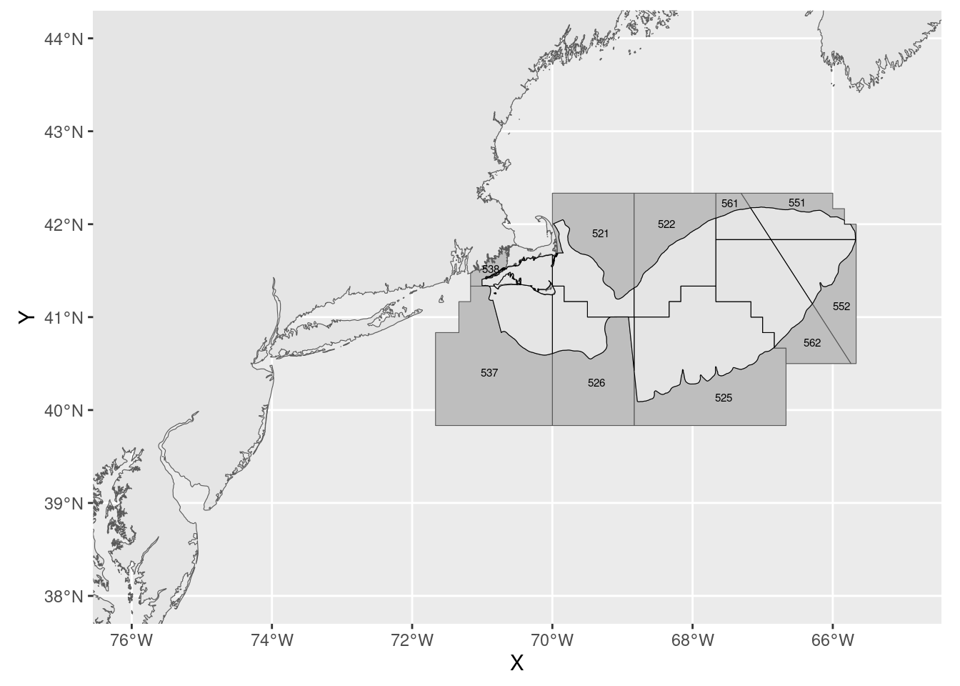 Statistical areas intersected by Georges Bank EPU